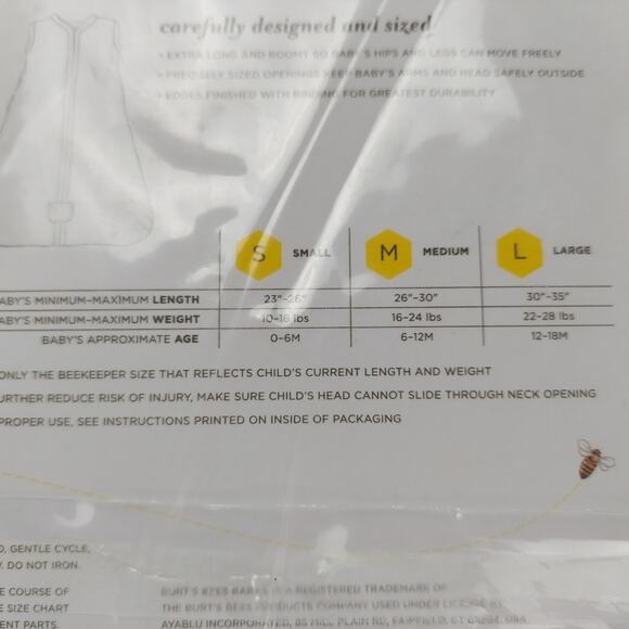 Burt's Bees Baby Unisex Beekeeper Wearable Blanket Organic Cotton Swaddle Blue S - Picture 4 of 5